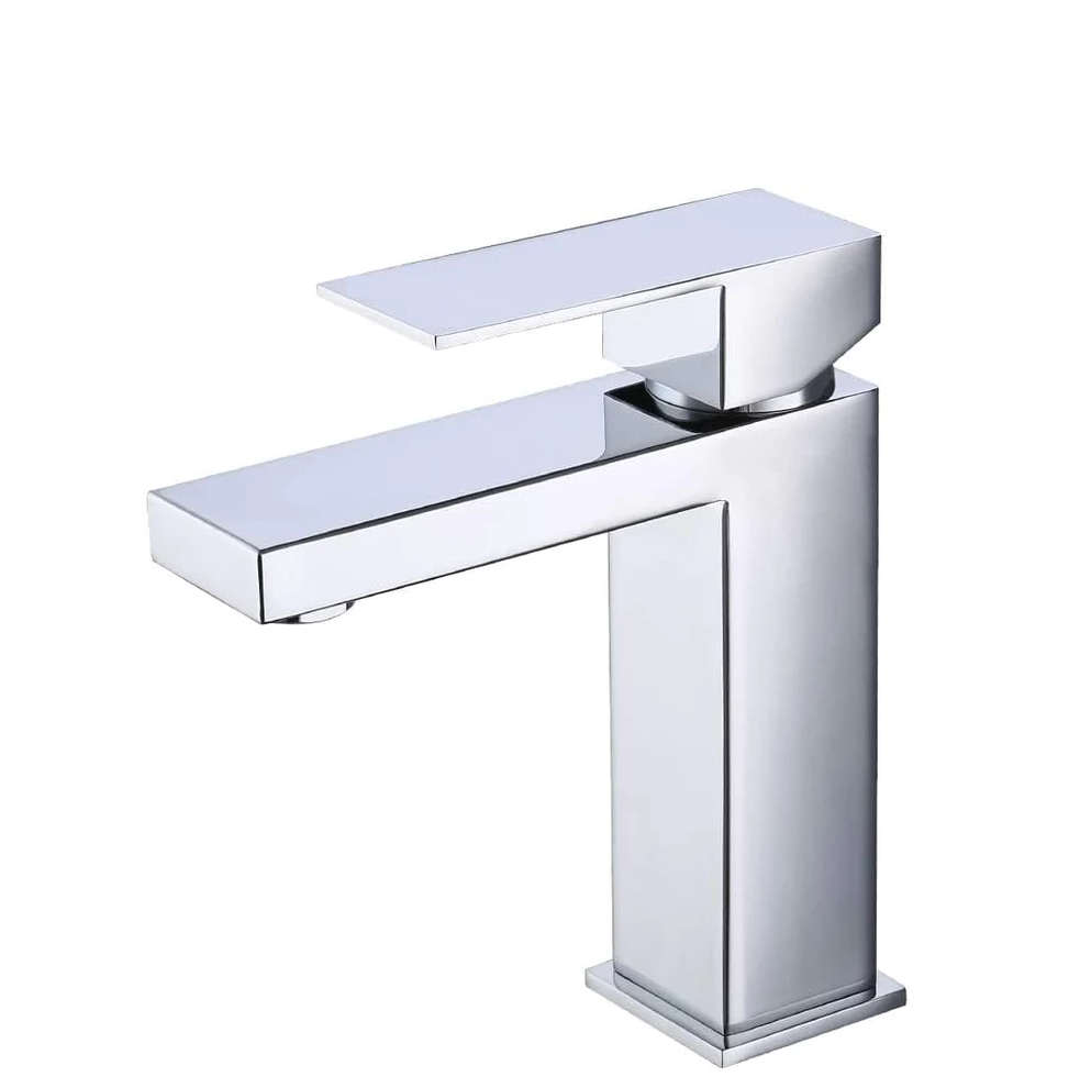 Jack Brown Square Bathroom Basin Mixer Tap With Hose - Chrome