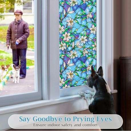 Decorative Privacy Film Sun Blocking Stained Wall Accent for Everyday Spaces
