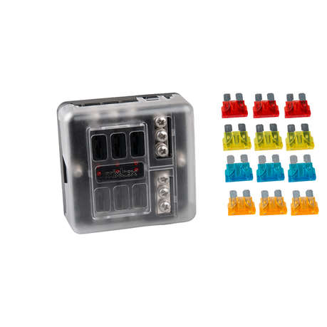 12V Vehicle 6-Way Fuse Block 12V Blade Fuse 6 Circuit Panel