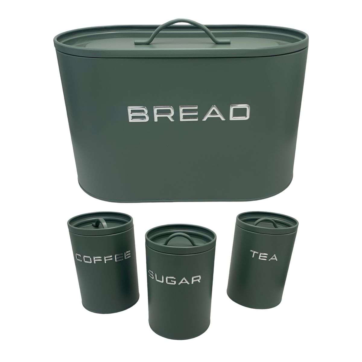 Breadbin and Cannister 4 Piece Set - Green