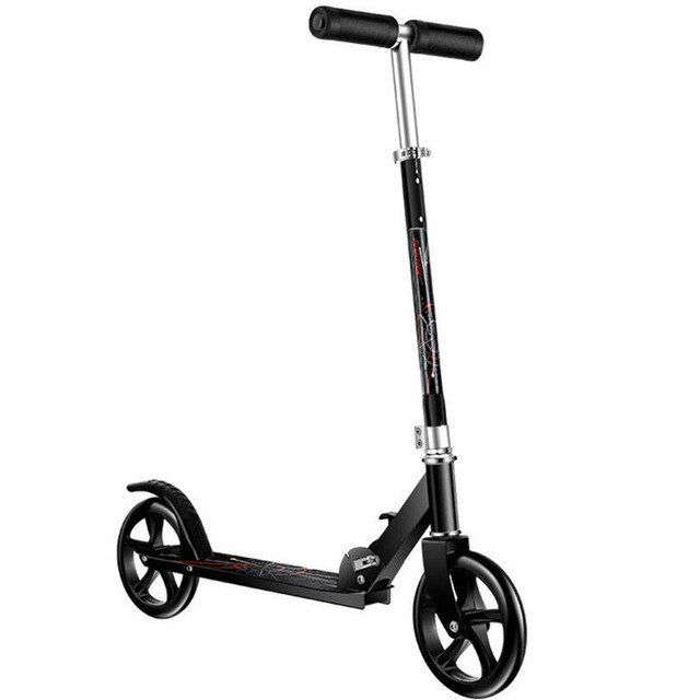 Foldable Aluminum Scooter with Adjustable Handlebar - Black