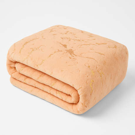 FLEECEX Metallic Plush Fleece Warm Winter Lightweight Blanket & Throw -150 x 200 cm - Peach