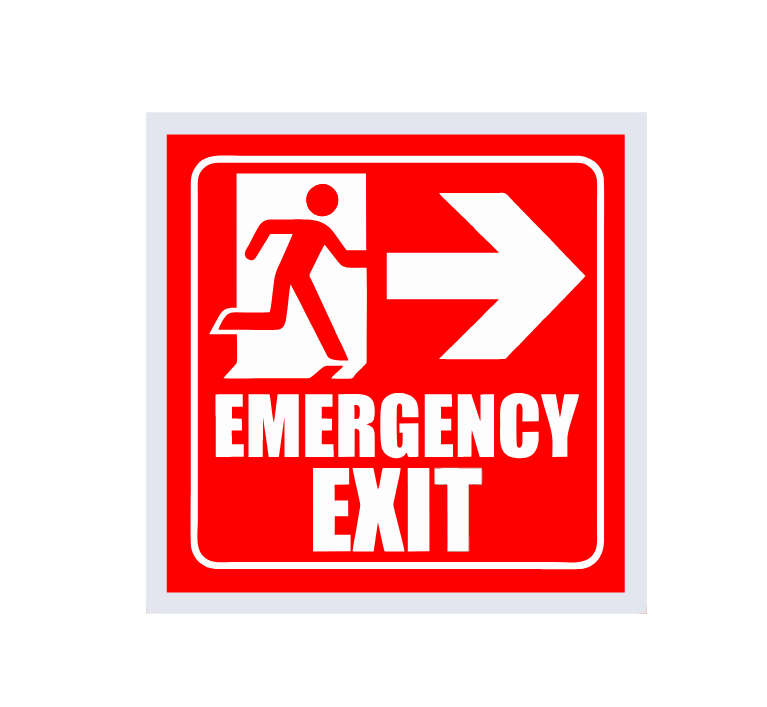 Emergency Exit ABS Safety Sign Board - 44 cm