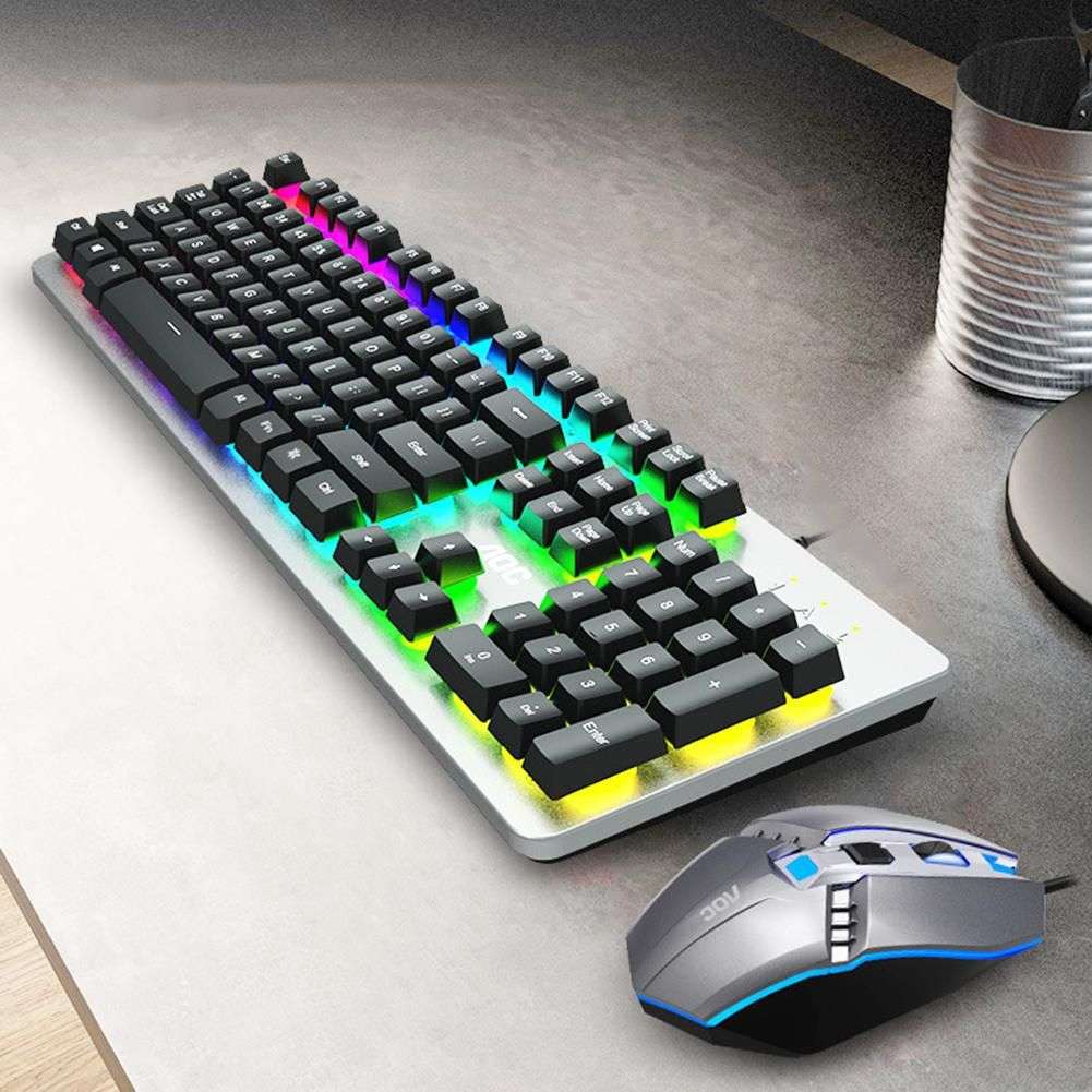 AOC KM410 Metal Series Backlight USB Wired Gaming Keyboard and Mouse Combo - OPEN BOX