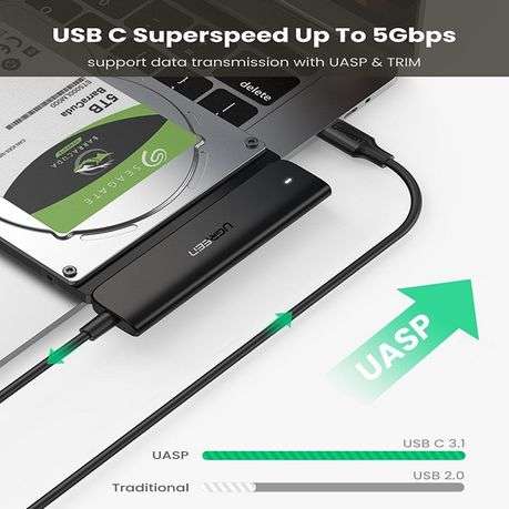 Ugreen - CM321 USB Type-C to 2.5" SATA HDD/SSD Converter Cable 5Gbps-Black - Ugreen - CM321 USB T...