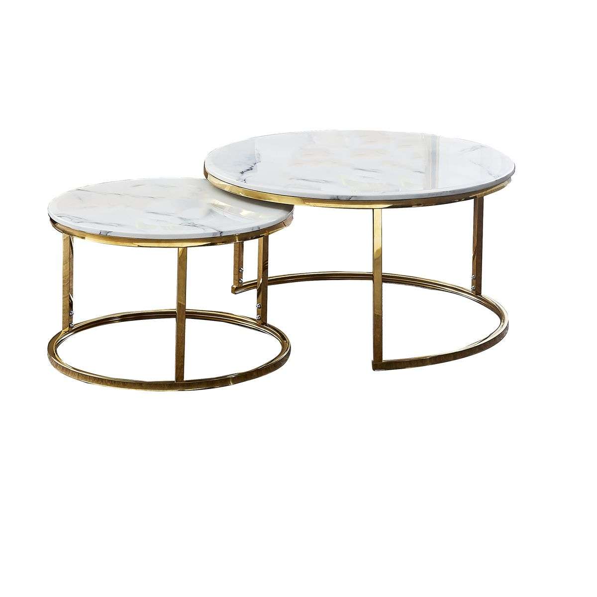 Rondo Marble Top Coffee Table  White / Gold