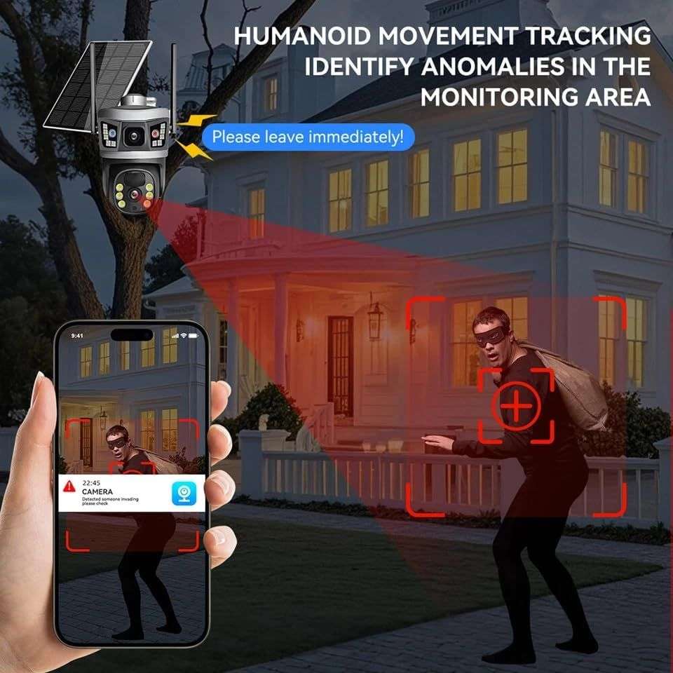 4G Solar Powered Outdoor Wireless Security Camera - SIM Card Support