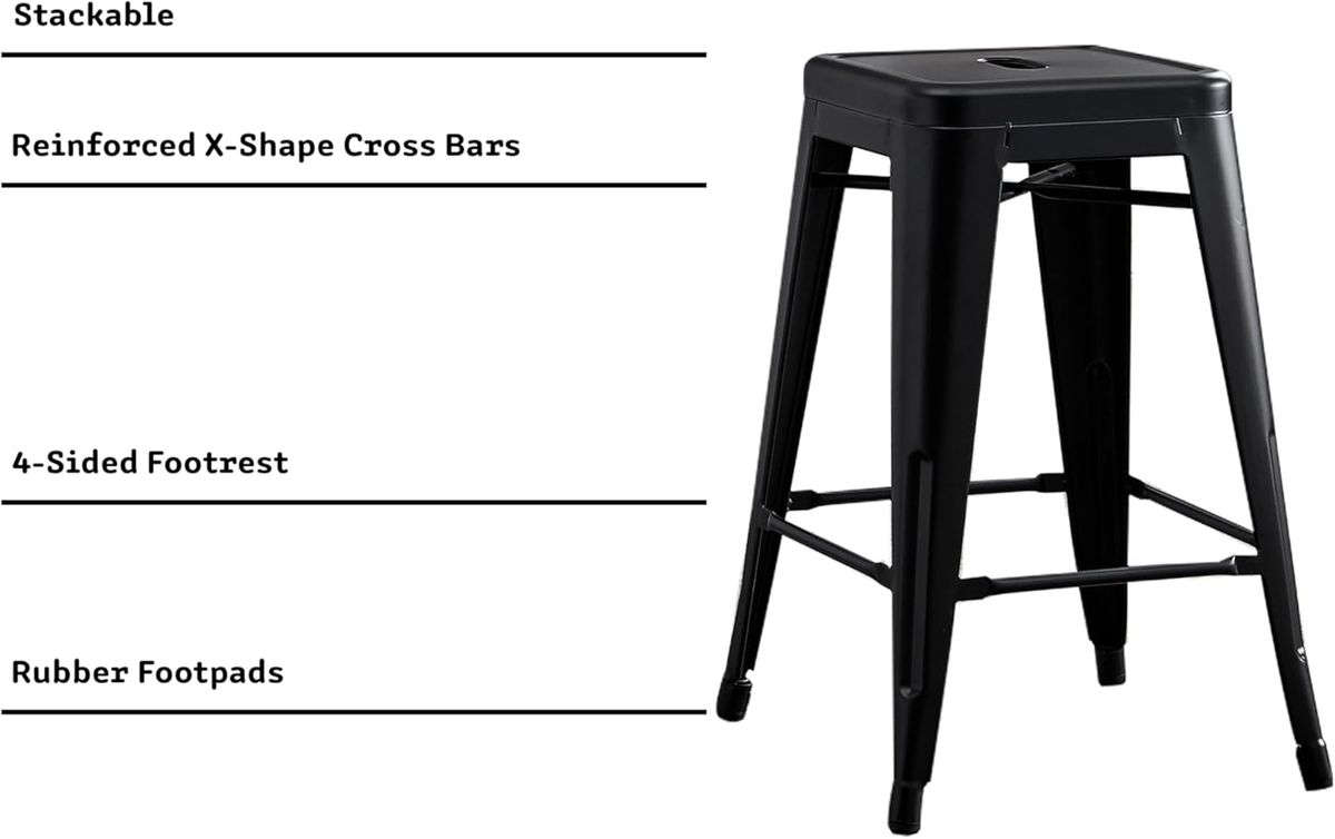 Metal Stackable Bar Stools- 2 pack-Red