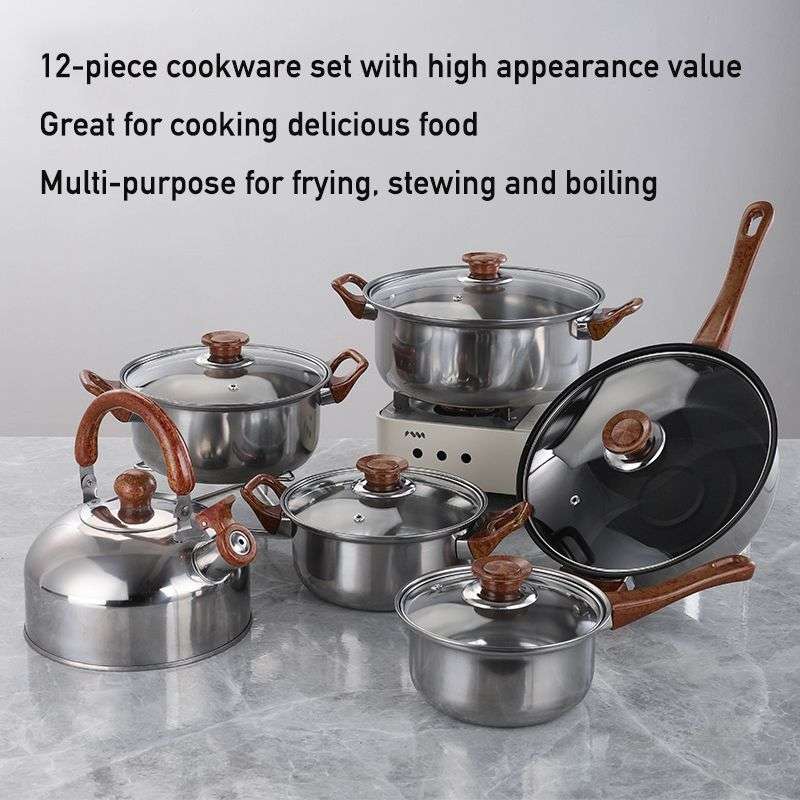 12 Piece Premium Stainless Steel Cookware Set