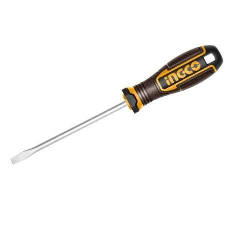 Ingco - Magnetic S2 Slotted Screwdriver (5.5 × 100 mm) - Ingco - Magnetic S2 Slotted Screwdriver...