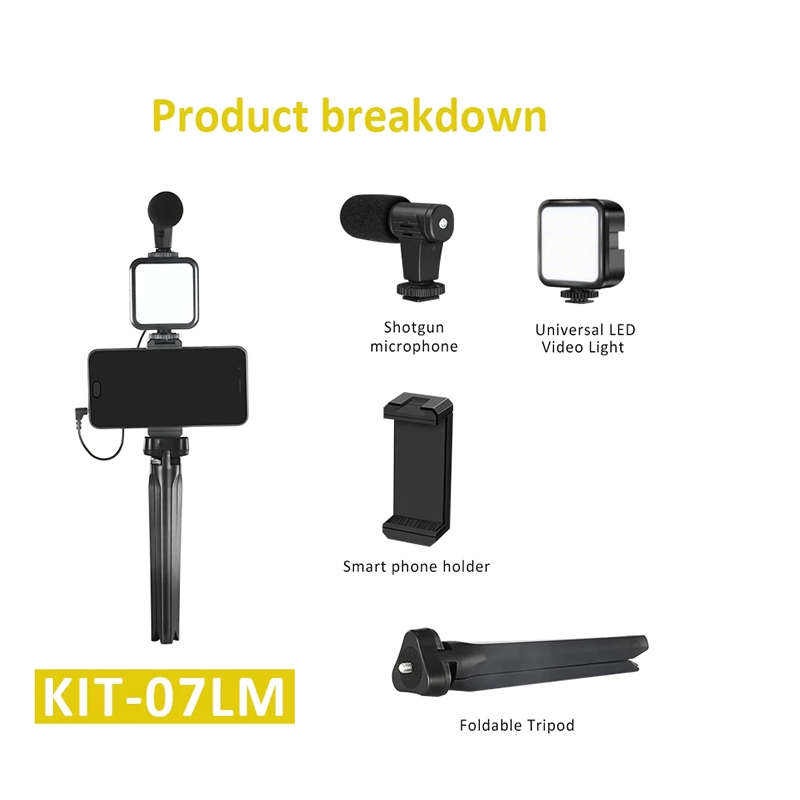 2 Units - vlogging kit with video light and phone holder