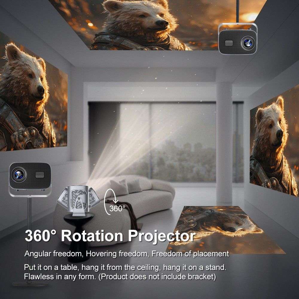 4K Smart Projector with WiFi Auto Focus Portable Home Theater