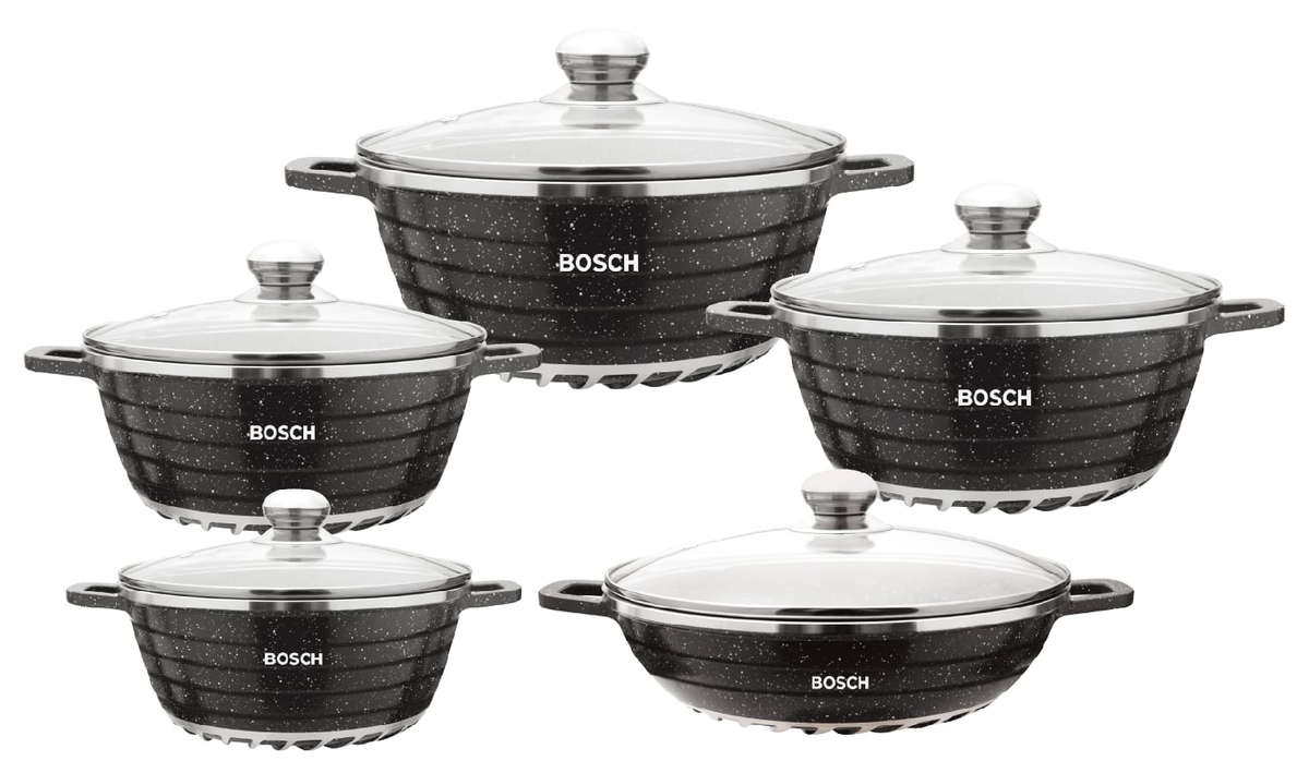 Aluminum Efficiency Non-Stick Induction10 Pot Set - Black