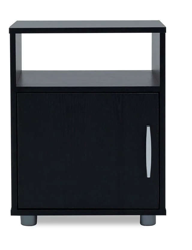 Modern Pedestal/Nightstand - 1 Drawer and Shelf - Black