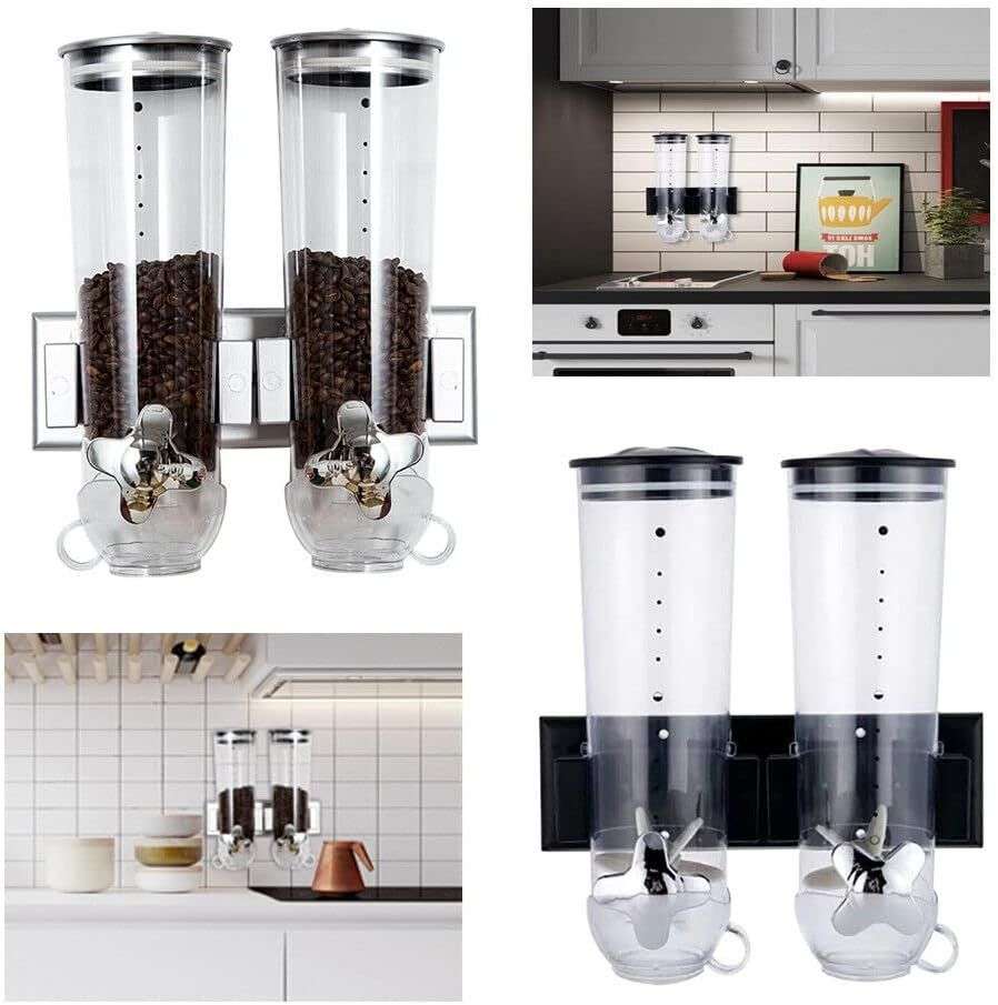 Wall Mounted Black Double Cereal Dispenser