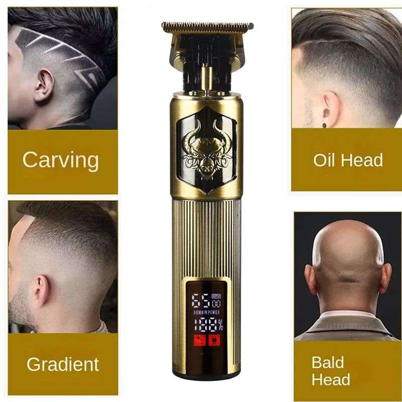 Versatile High Quality Rechargeable Hair Clipper Gold Q-TF10 - with LCD Display Battery & Speed %