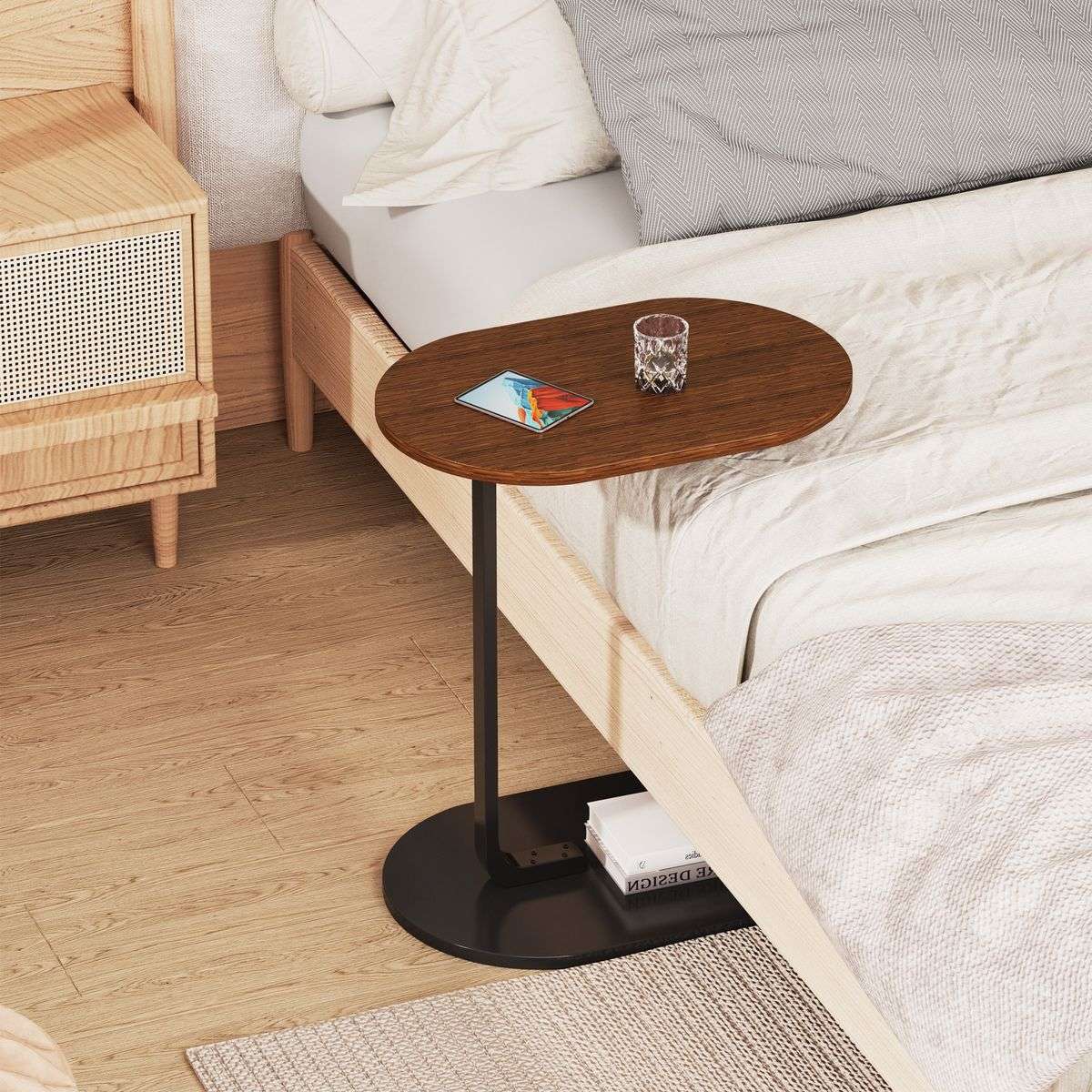 Coffee Table C-Shape Side Table Wooden End Table Couch Table Snack Table