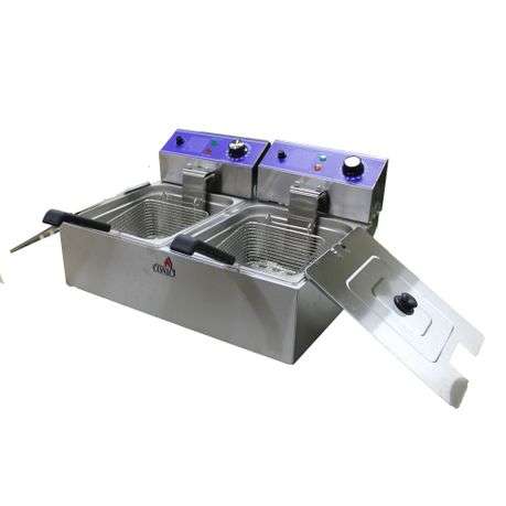 Conic 12L Two Tank Stainless Steel Electric Deep Fryer (PLEASE READ DESCRIPTION)