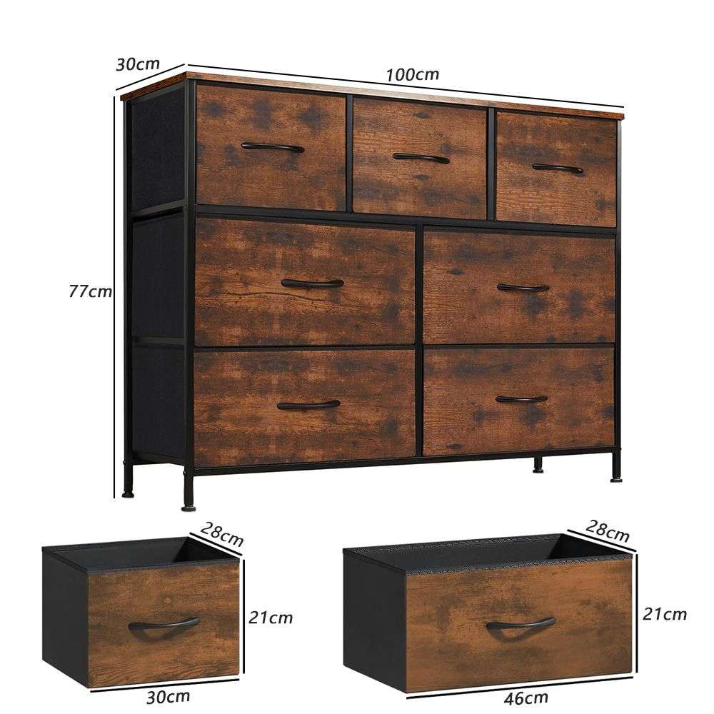7-Drawer Storage Cabinet - wood grain