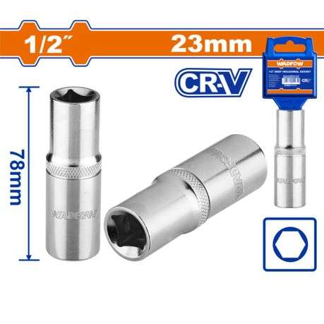 Wadfow - Deep Hex Socket 1/2" Drive (Cr-V) - 23mm - Wadfow - Deep Hex Socket 1/2" Drive (Cr-V) - ...