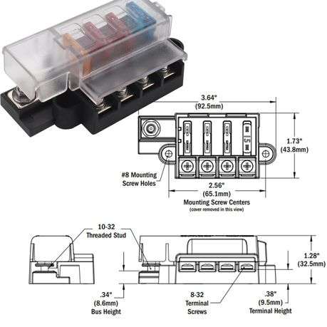 Car 4-Way Blade Fuse Box with Cover DC 32V for Car Boat