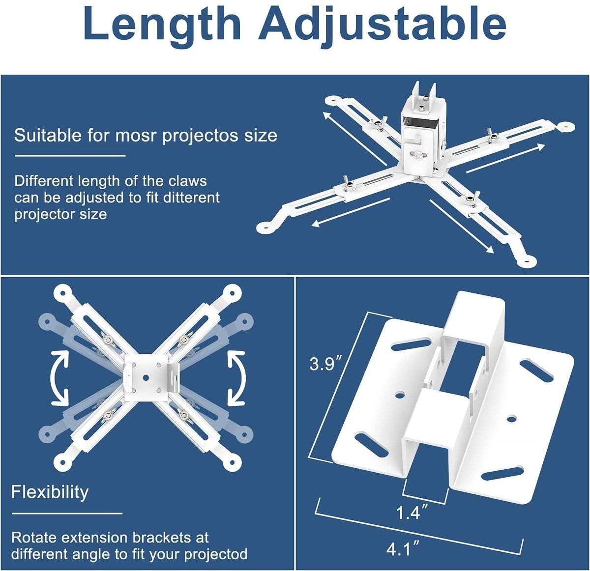 Projector Bracket Retractable Universal Mount Wall & Ceiling Adjustable