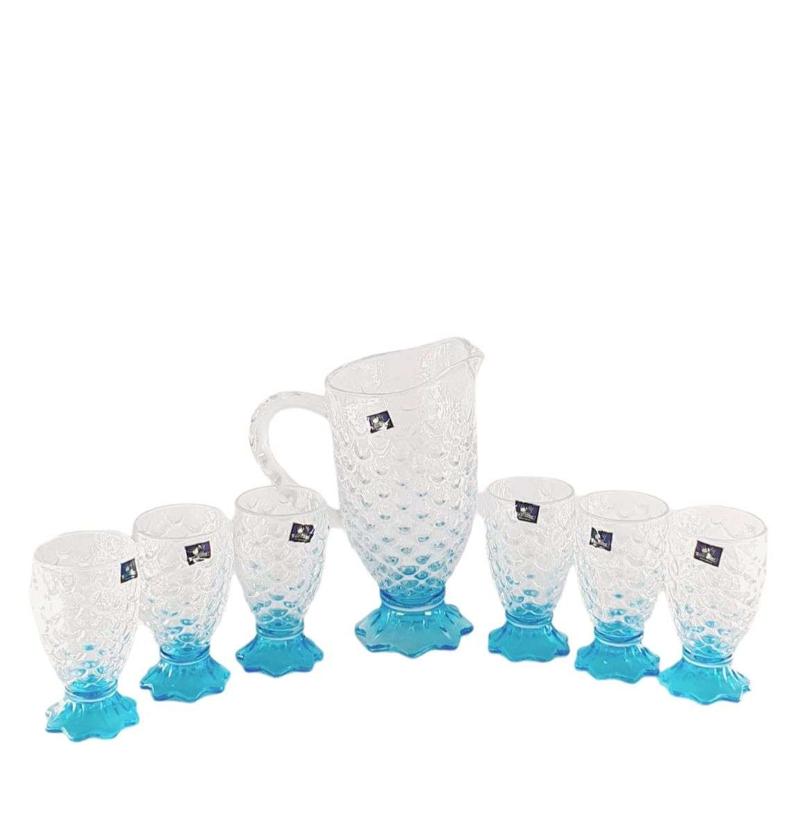 7 Piece Pineapple Design Water Set - Blue