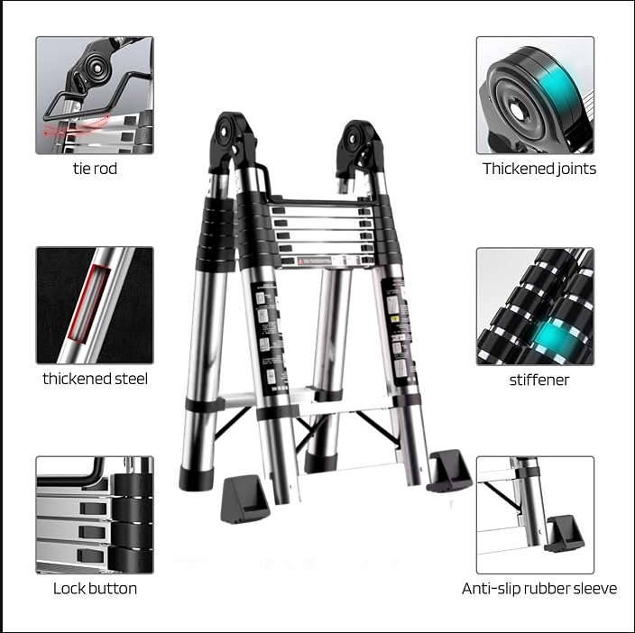 3.7m ultipurpose A-Frame Foldable Extension Telescopic Ladder