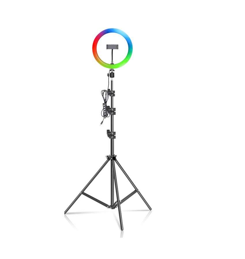 10-inch RGB LED soft ring light with tripod for live broadcasting