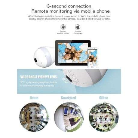 LD 360 Degree 1080P Wireless Panoramic Home Security WiFi Smart Camera.