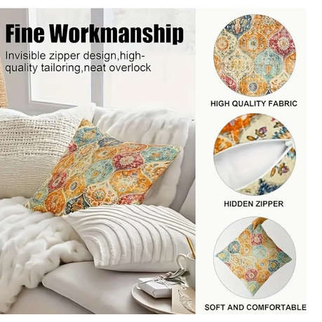 Plush Bohemian Style Throw Pillow Covers Set of 2