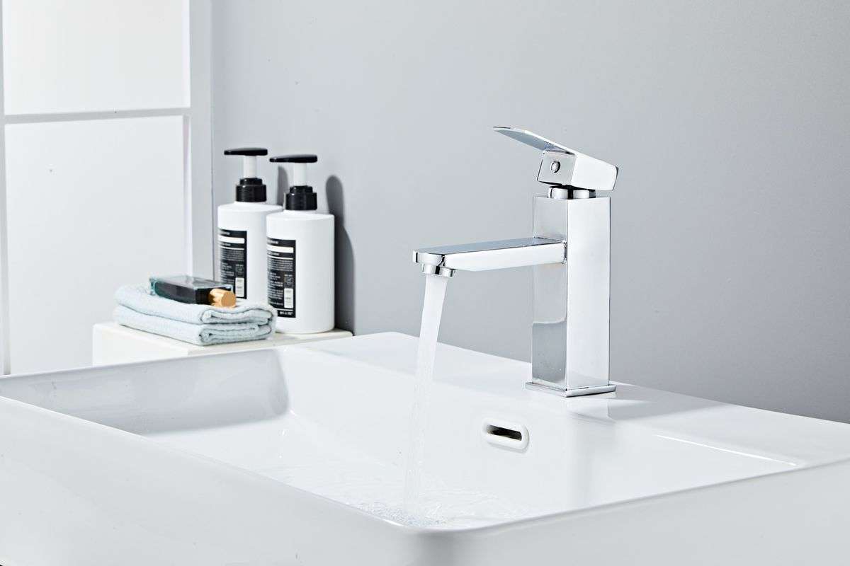 Jack Brown Square Bathroom Basin Mixer Tap With Hose - Chrome