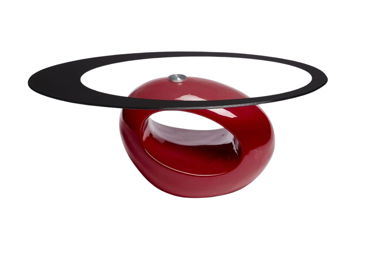 Coffee Tables - Oval Tempered Glass - Red