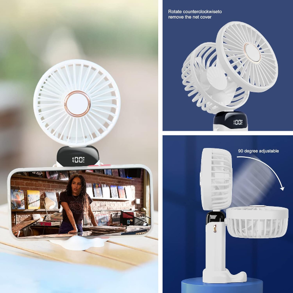 Mini Rechargeable Handheld Display Fan With Stand