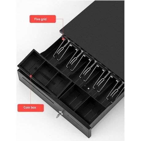 Cash Drawer - Black, RJ11 / RJ12 Printer Kick Interface