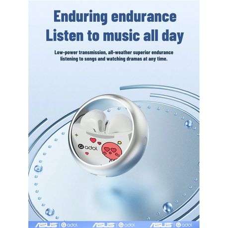ASUS Adol- Wireless Earbuds With Rotatable Case - White