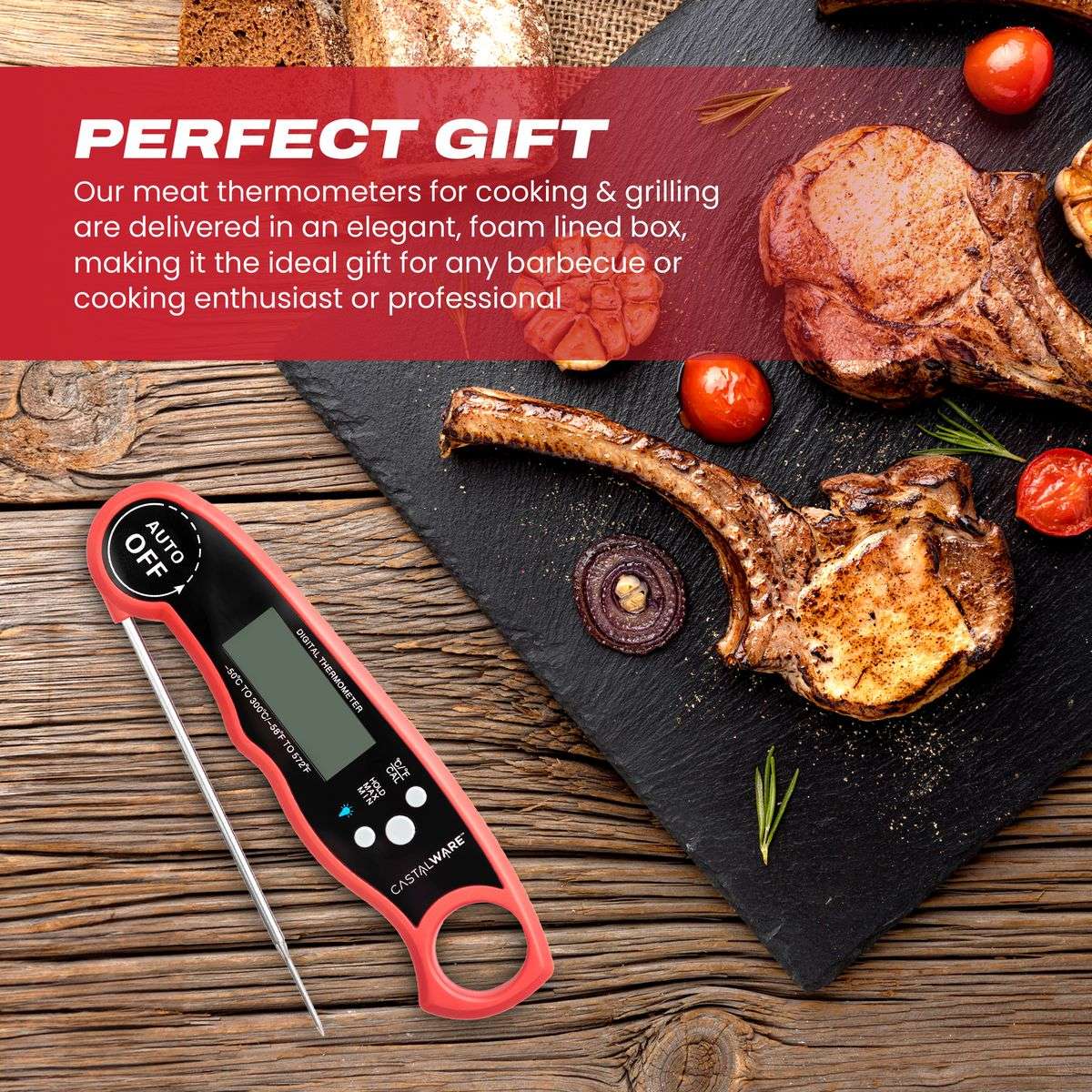 Digital Instant Read Meat Thermometer - Waterproof Kitchen Food Cooking Thermometer with Backlight