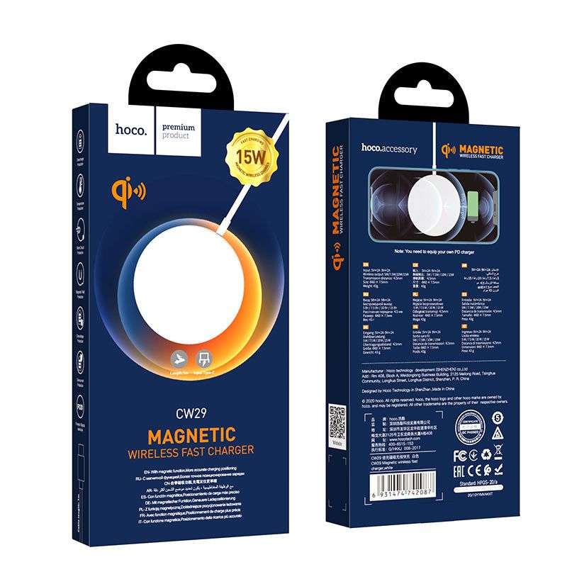 HOCO CW29 15W Magnetic Wireless Charger Type-C Fast Charging