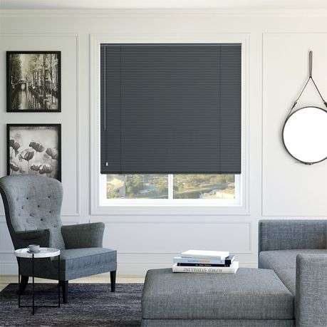 25mm PVC Wood Grain Venetian Home & Office Blinds 600mm x 900mm Charcoal