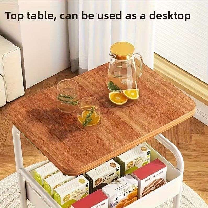 Nordic Moveable Double-Layer Side-Table Storage Trolley