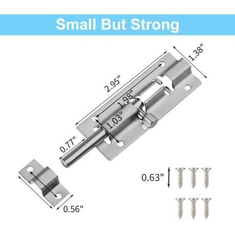 Stainless Steel Sliding Pin Door Locks - 2 Pack