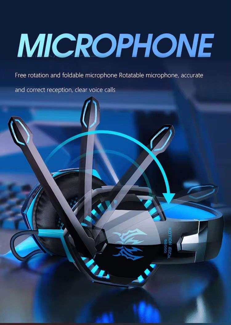 Gaming Headphones With Mic + LED Light- Noise Canceling Pro Headsets - (GC