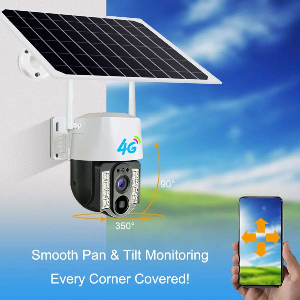 4G Solar Panel Power PTZ Camera V380 Pro 1080P Outdoor Wireless Security 4G Solar Battery CCTV IP C