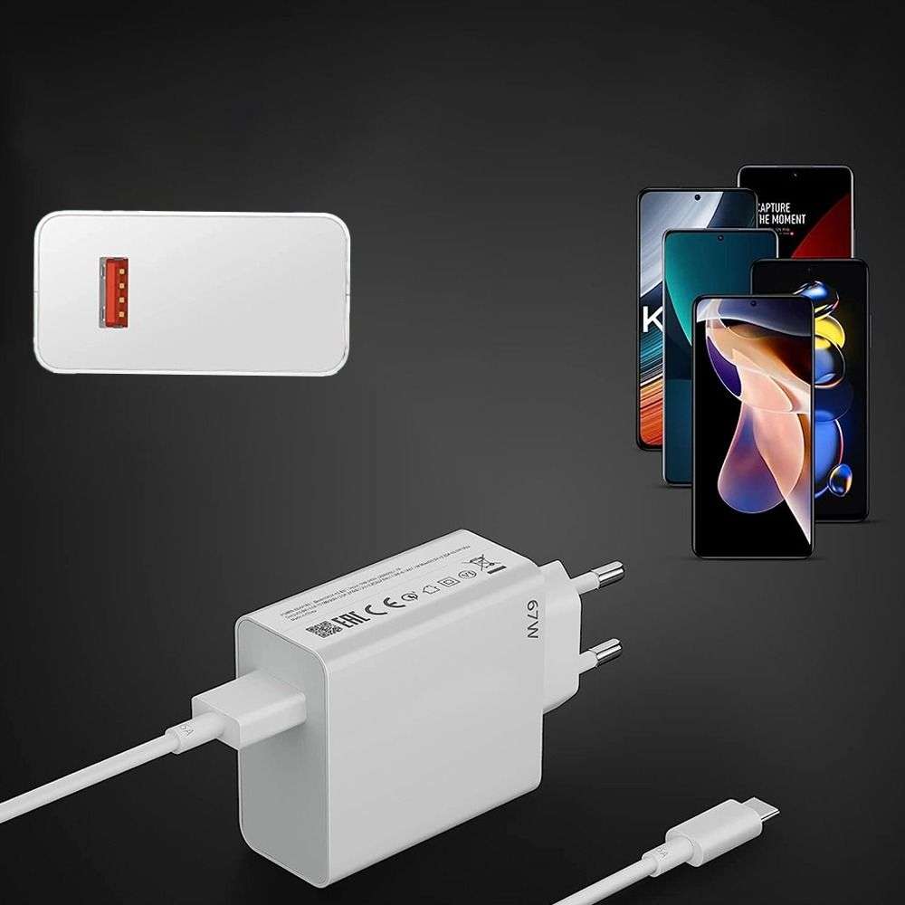 67W Type-C Fast Charger with USB-A Cable |& QC 3.0 Wall Adapter for Mobiles