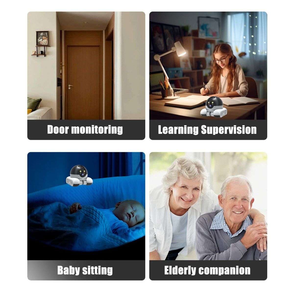 Robot Camera on Wheels 1080P Dual Lens,Indoor Movable Security Camera with 2-Way Talk,Blinky Bot wit