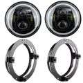 Jeep Headlight LED Angel Eye 7` Headlights Jeep + Mounting Brackets -2 Sets