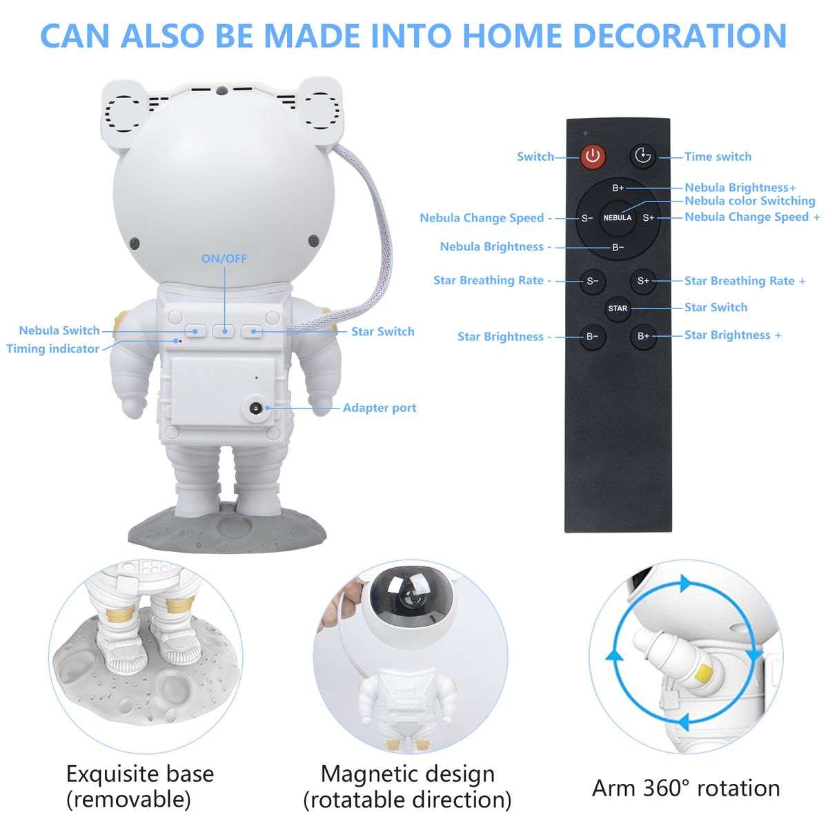 Astronaut Galaxy Sky Night Light Starry Projector with Remote Control