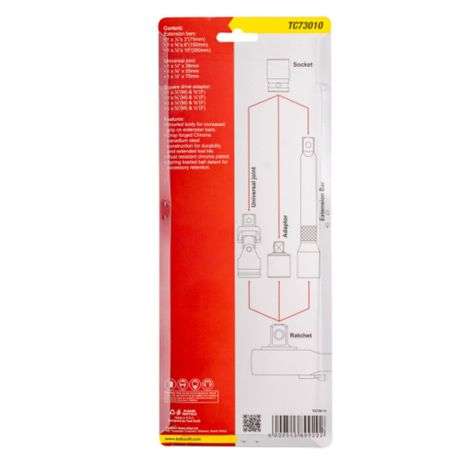 Tork Craft - Adaptor and Extension Set - (1/2", 1/4", 3/8") - 10 Pieces - Tork Craft - Adaptor an...