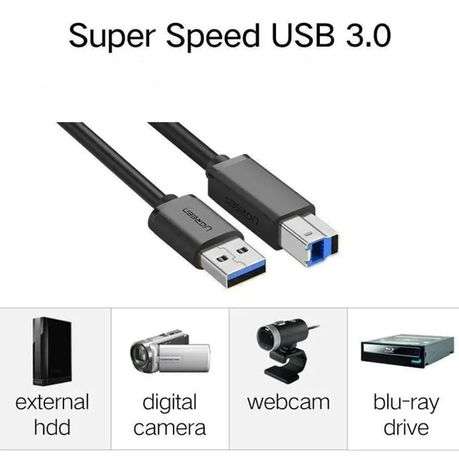 Ugreen - 10372 USB3.0 to USB-B Printer 2m Cable-BK - Ugreen - 10372 USB3.0 to USB-B Printer 2m Ca...