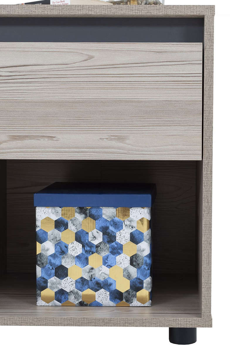 Nightstand End Table with Open Shelf - Brown, Grey